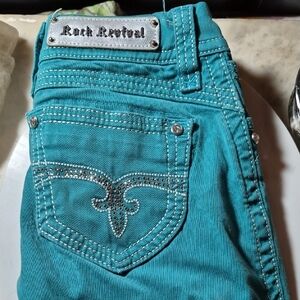 Rock Revival Women's Turquoise Jeans with Silver Details